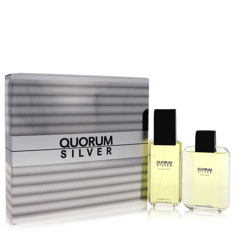 Quorum Silver by Puig Gift Set -- 3.4 oz Eau De Toilette Spray + 3.4 oz After Shave for Men