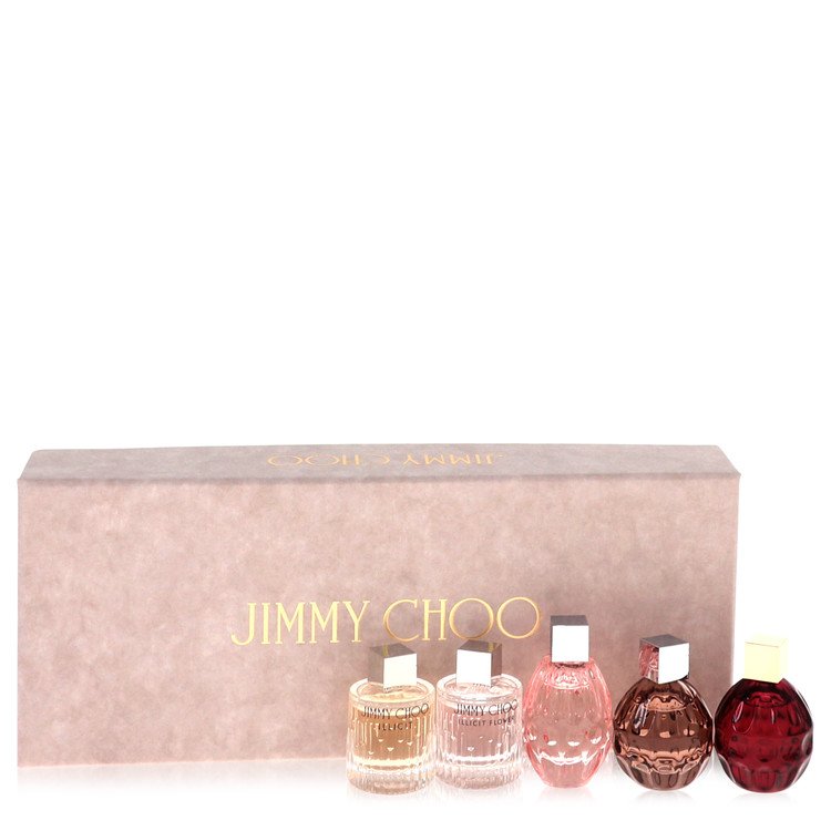 Jimmy Choo Fever by Jimmy Choo Gift Set -- 3 x .15 oz Mini EDP Sprays in Jimmy Choo Illicit, Jimmy Choo, & Jimmy Choo Fever + 2 x .15 oz Mini EDT sprays in Jimmy Choo Illicit Flower & Jimmy Choo Lâ€™eau for Women