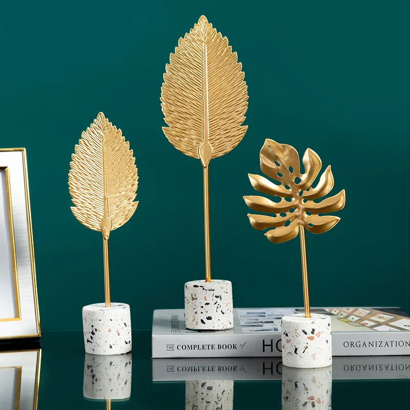 Nordic Gold Ginkgo Leaf Crafts Leaves Sculpture Luxury Decor Home Decoration Accessories Office