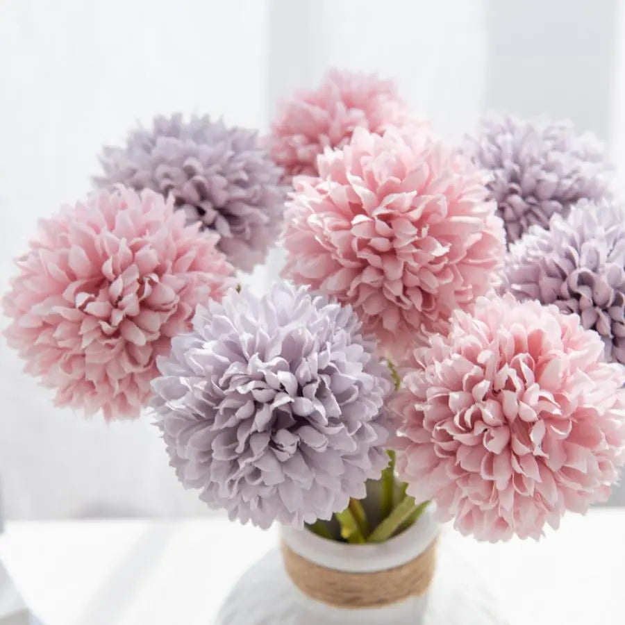 5Pcs Silk Ball Chrysanthemum Wedding Artificial Flower Christmas Decor Vase for Home Scrapbooking