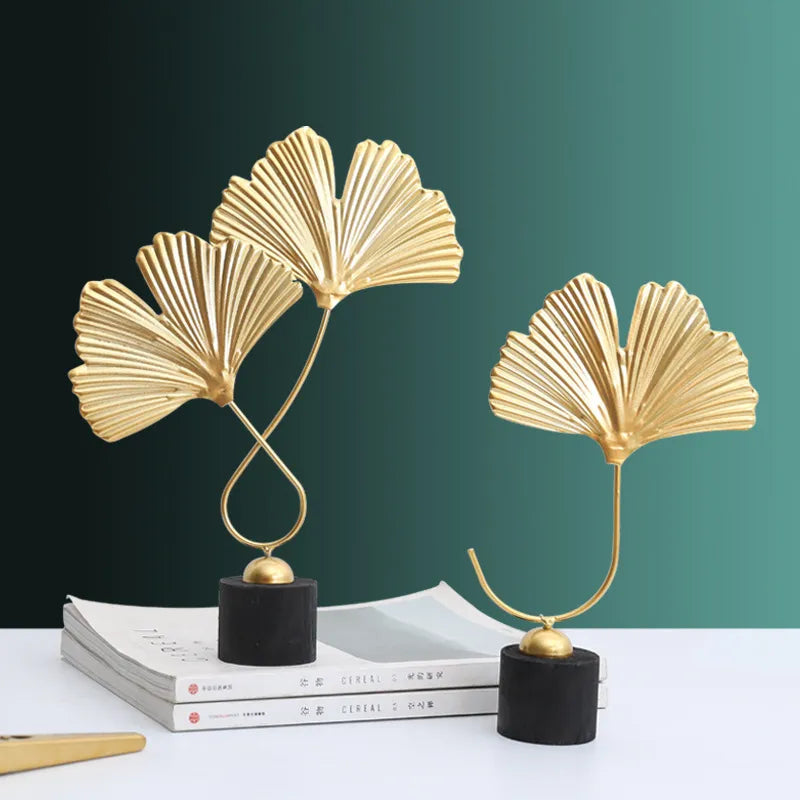 Nordic Gold Ginkgo Leaf Crafts Leaves Sculpture Luxury Decor Home Decoration Accessories Office