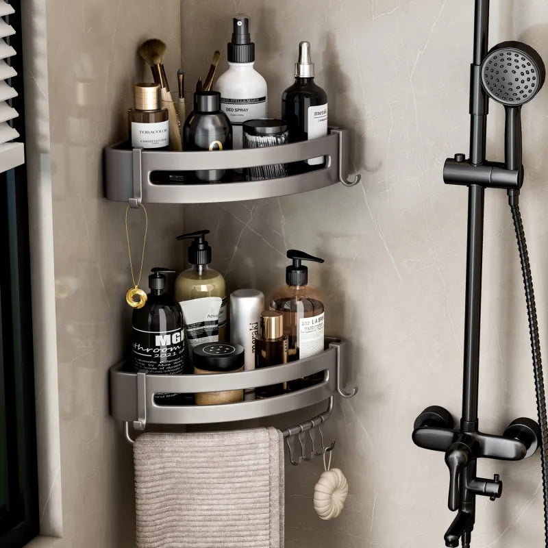 Bathroom Storage Wall Mount Corner Shelf Shower Holder Shampoo Organizer Bathroom Accessories