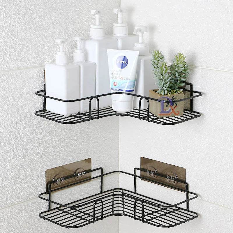 Bathroom Corner Storage Shelves Wall Mounted Rack Shampoo Storage Shelf Cosmetic Holder Metal Shelf